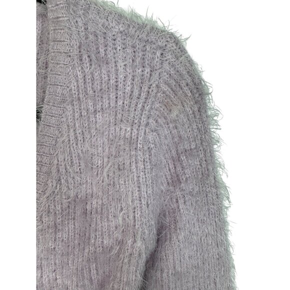 ASTR The Label Balletcore Fuzzy Knit Wrap‎ Crop Sweater Lilac Women's Small - Picture 8 of 11